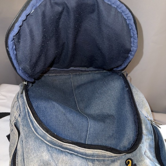 Disney Loungefly Ariel Little Mermaid Flounder Blue Denim Backpack With Patches main image 14